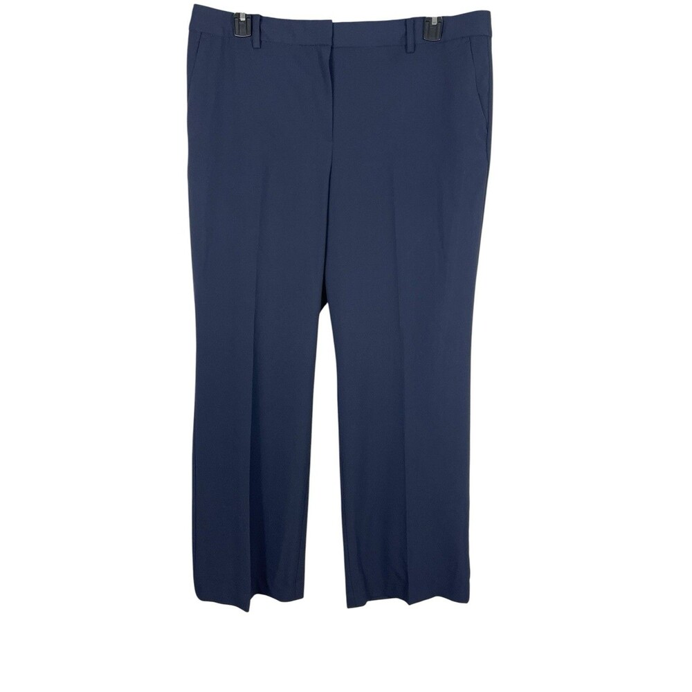 Talbots Windsor Dress Pants Womens 16 Navy Straight Wide Leg Career Office NWT